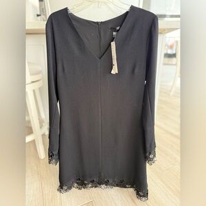 NWT: Aqua Women’s Stylish Black Dress with Lace Cuffs Free Shipping